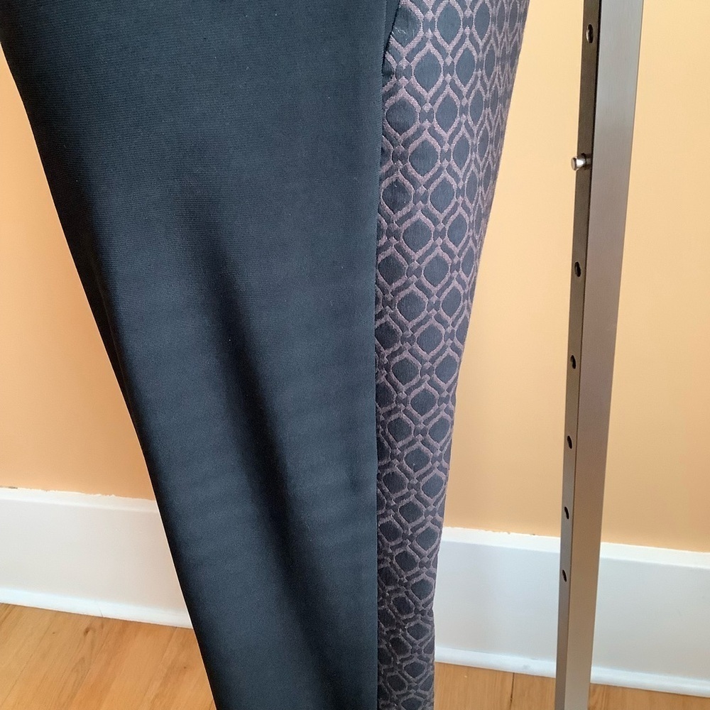 JOSEPH RIBKOFF Geometric Flare Trousers Black Brown 10 Stretch Knit - Picture 7 of 13